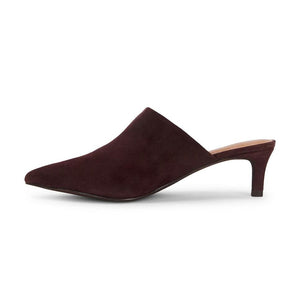 Seychelles Obsession Pointed Toe Kitten Heel Mule - Brown Suede