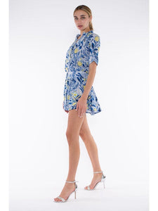 Taj by Sabrina Skaros Dress - Blue & Yellow Mille Flower