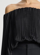 Load image into Gallery viewer, A.L.C. Sienna Satin Pleated Off Shoulder Top - Black