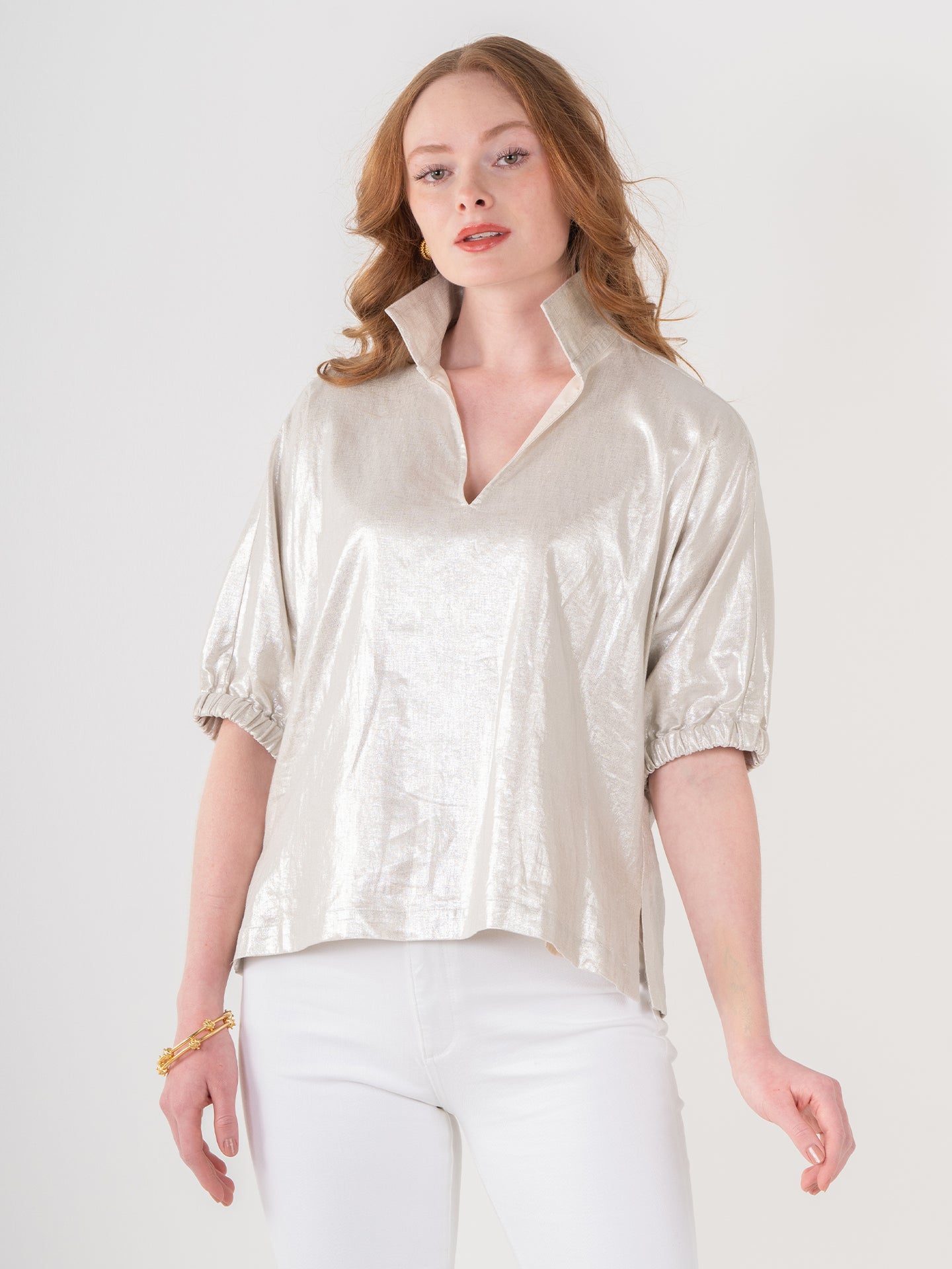 Emily McCarthy Poppy Top - Metallic Linen