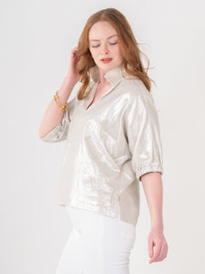 Emily McCarthy Poppy Top - Metallic Linen