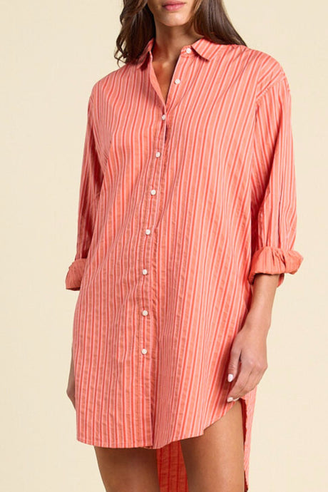 Trovata Callie Shirt Dress - Terracotta Stripe