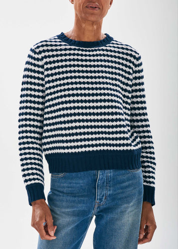 Jumper 1234 Shell Stripe Crew - Navy/White