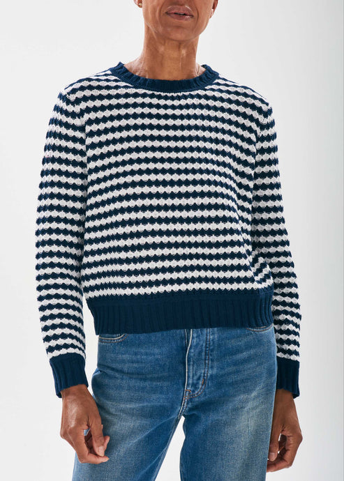 Jumper 1234 Shell Stripe Crew - Navy/White