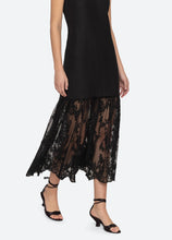 Load image into Gallery viewer, Sea Marja Embroidery Mesh Combo Tank Dress - Black