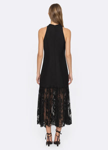Sea Marja Embroidery Mesh Combo Tank Dress - Black