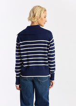 Load image into Gallery viewer, Brodie WISPR Stripe Lace-up Knit - Navy/Ivory