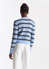 Load image into Gallery viewer, Brodie WISPR Stripe Rib Cardigan - Skyline/Navy/Silver Lurex