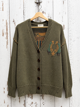 Load image into Gallery viewer, COL323 Equestrian Intarsia Cardigan - Olive