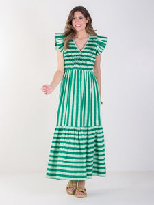 Emily McCarthy Grace Maxi - Mist Green Stripe