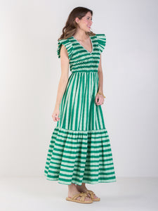 Emily McCarthy Grace Maxi - Mist Green Stripe
