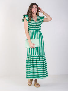 Emily McCarthy Grace Maxi - Mist Green Stripe
