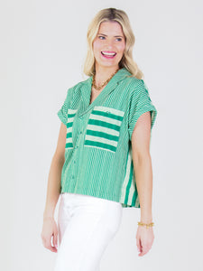 Emily McCarthy Luna Top - Mist Green Stripe
