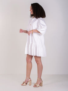 Emily McCarthy Sadie Dress - White Cotton Poplin