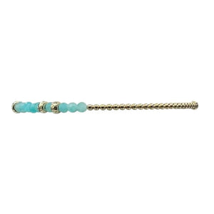 Karen Lazar 2MM Yellow Gold Bracelet - Amazonite w/Hammered Rondelles