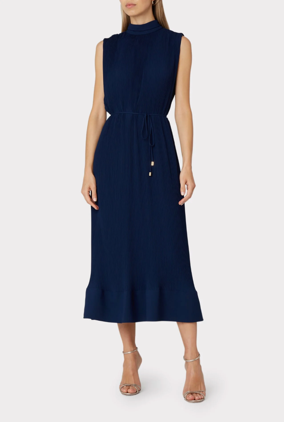 Milly Melina Solid Pleated Dress - Navy – Luck Lafayette