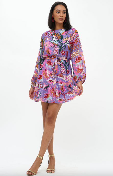 OLIPHANT Crewneck Flirty Short Dress - Bukhara Lavender