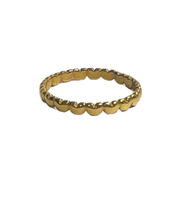 Love You More Gold Dainty Hearts in a Row Ring