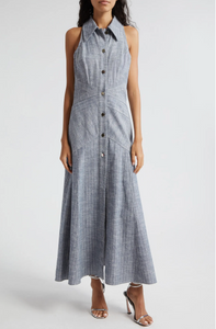 Ramy Brook Kiana Maxi Shirt Dress - Light Indigo Cotton Stripe