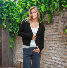 Load image into Gallery viewer, Wooden Ships Jac Cropped Cardi - Black