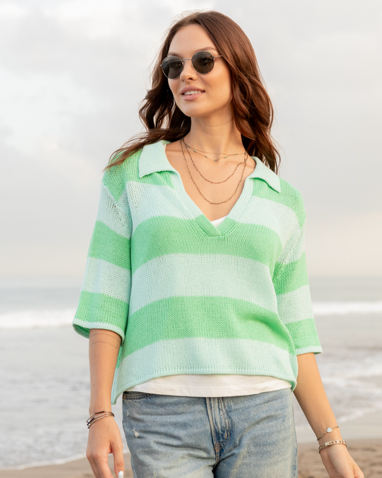 Wooden Ships Tasha Polo Half Sleeve Top - Sea Glass/Verdigris