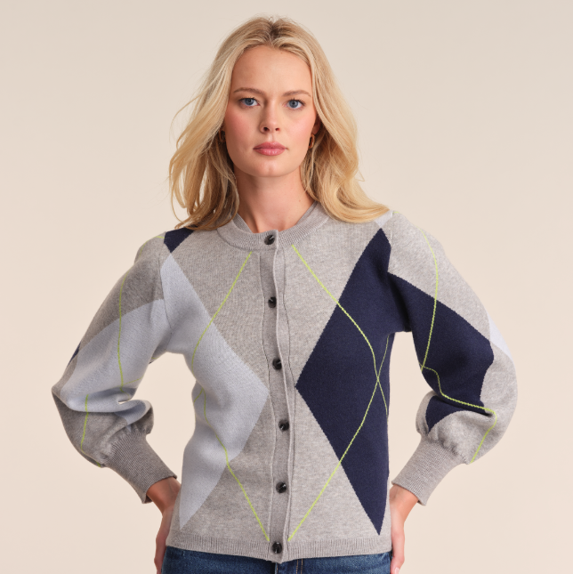 525 America Noelle Argyle Cardigan - Grey Mist Heather Multi