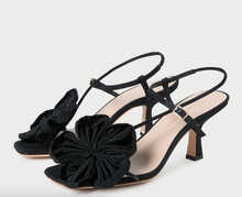 Load image into Gallery viewer, Loeffler Randall Frank Moiré Flower Sandal - Black