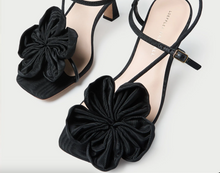 Load image into Gallery viewer, Loeffler Randall Frank Moiré Flower Sandal - Black