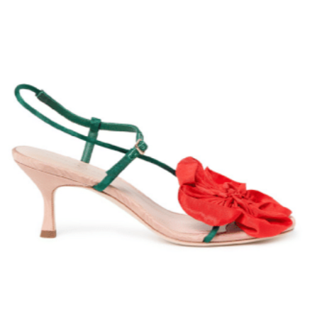 Loeffler Randall Frank Moiré Flower Sandal - Nude/Green/Red