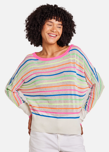 Brodie Mini Stripe Relax Neck - Neon Stripes