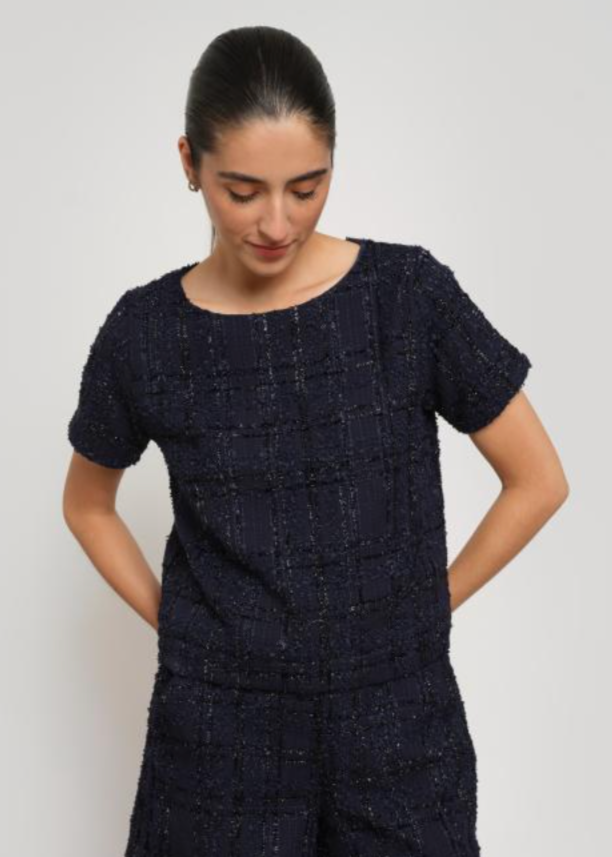 Maison Lurex Riviera Top - Bleu Marine