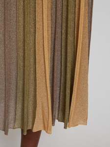 Maison Lurex Gala Pleated Skirt - Green/April Moon
