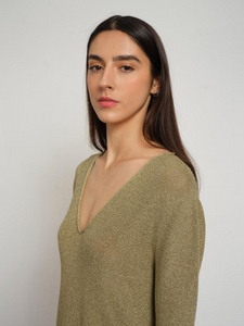 Maison Lurex Agathe Sweater - Olive Green