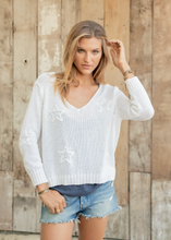 Load image into Gallery viewer, Wooden Ships Star Embroidered 3/4 Sleeve V Cotton - Breaker White