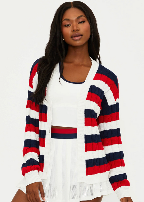 Beach Riot Sherry Cardigan - Cherry Indigo Stripes