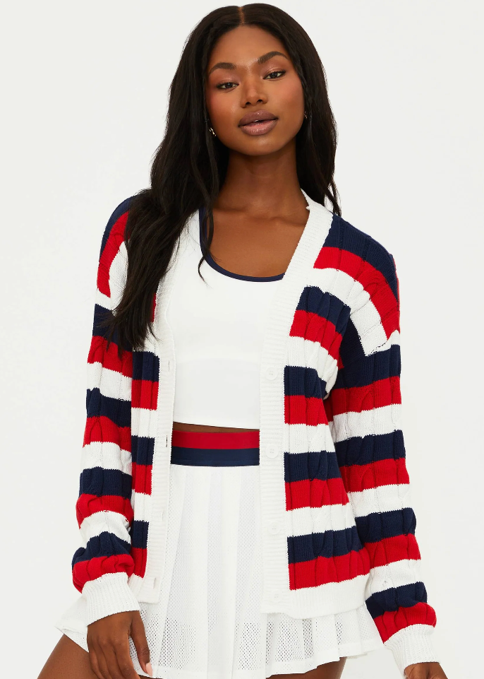 Beach Riot Sherry Cardigan - Cherry Indigo Stripes