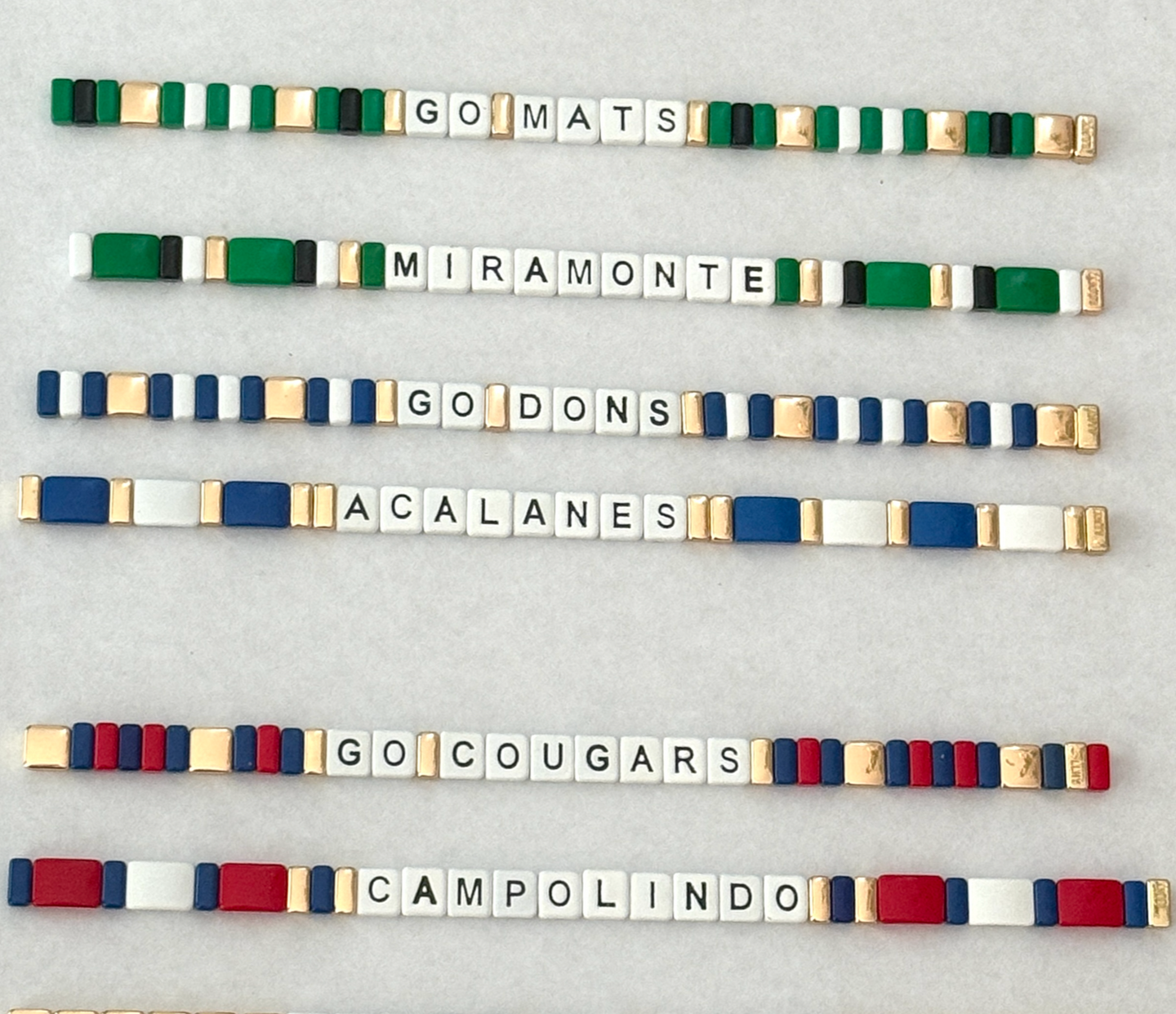 La Lumiere Custom School Spirit Bracelets - 6 Options