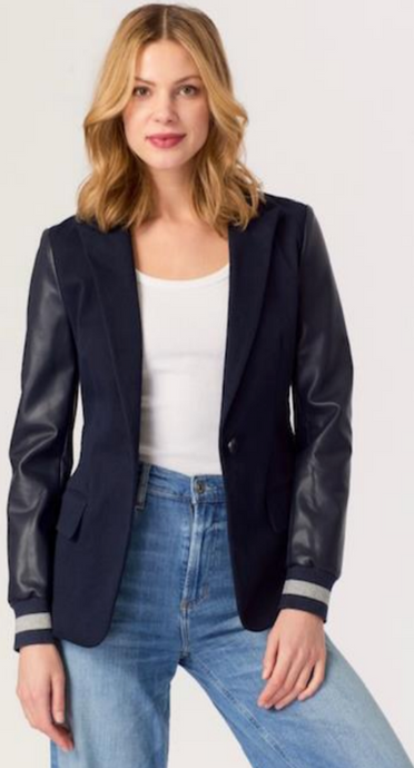 J. Society Blazer w/Vegan Sleeves - Navy