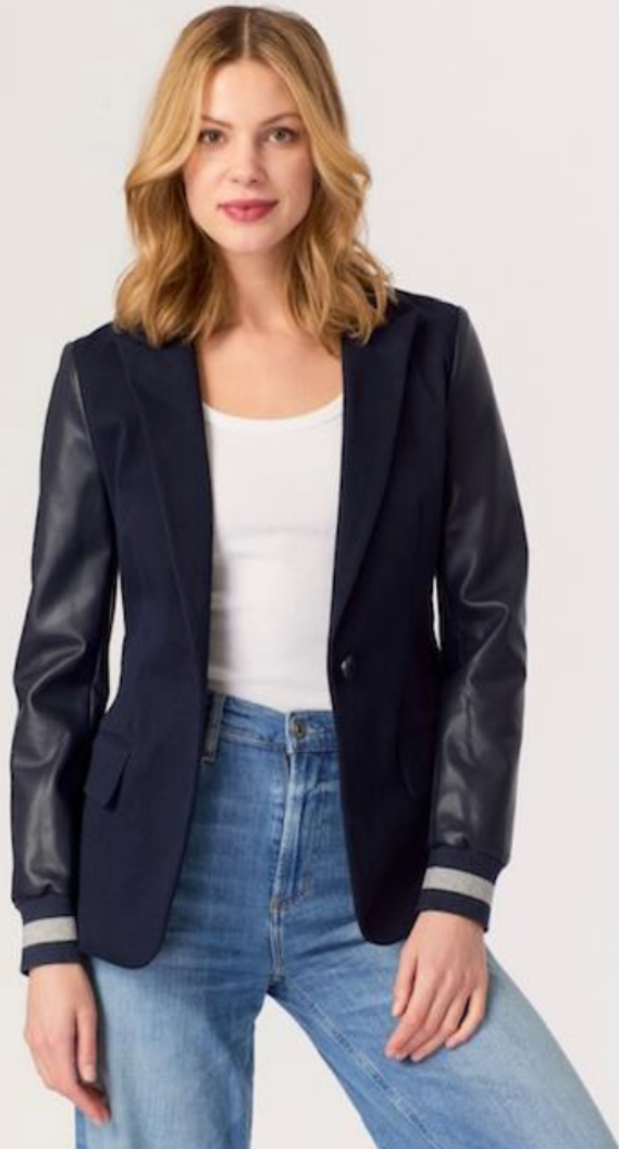 J. Society Blazer w/Vegan Sleeves - Navy