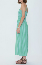 Load image into Gallery viewer, Pistola Bianca Shirred Bodice Dress - Green Blue Stripe
