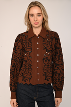 Load image into Gallery viewer, Love the Label Abigail Long Sleeve Top - Brownstone Embroidery