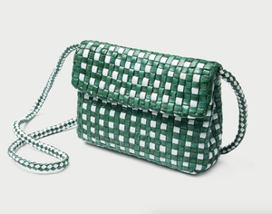 Loeffler Randall VIinnie Woven Crossbody - Bright Emerald/White