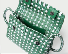 Load image into Gallery viewer, Loeffler Randall VIinnie Woven Crossbody - Bright Emerald/White