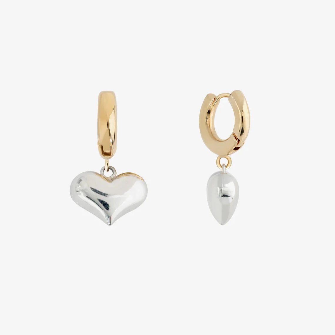 Shashi Silver Heart Earring - Gold/White Gold