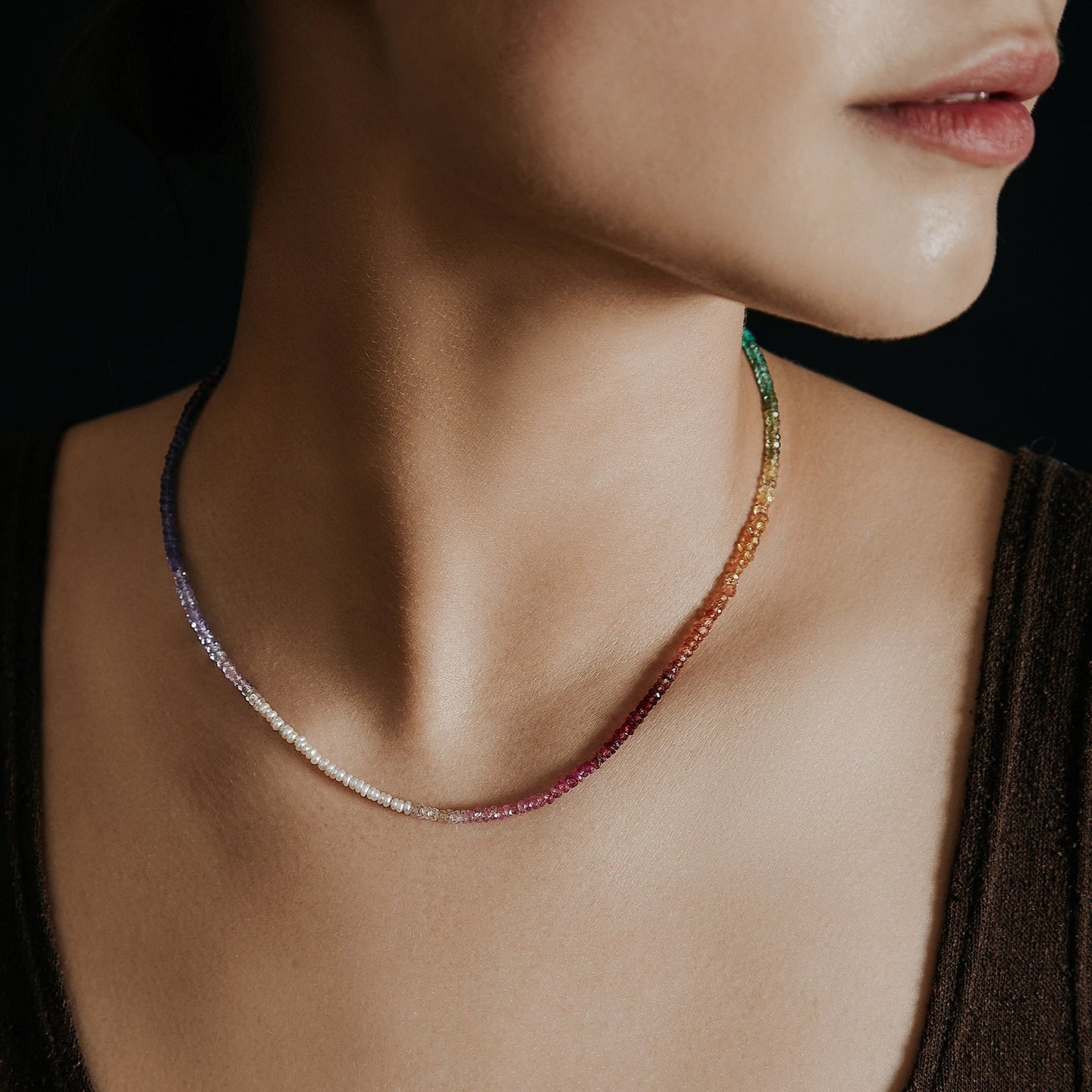 Shashi Aisha Necklace Wrap - Rainbow Pearl