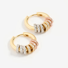 Load image into Gallery viewer, Shashi Gaia Pave Hoops - Gold w/Tri-Color