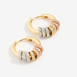 Shashi Gaia Pave Hoops - Gold w/Tri-Color