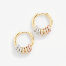 Load image into Gallery viewer, Shashi Gaia Pave Hoops - Gold w/Tri-Color