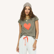 Load image into Gallery viewer, Kerri Rosenthal Suke Imperfect Heart Tee - Army Green Tomato
