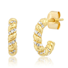 Load image into Gallery viewer, Tai Pave CZ Twist Hoops - 2 Sizes
